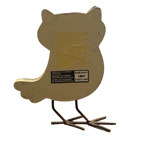 Wooden Owl Decor Button Eyes Handmade Bird Upright Boho Country Chic Cute 6" - Picture 3 of 5